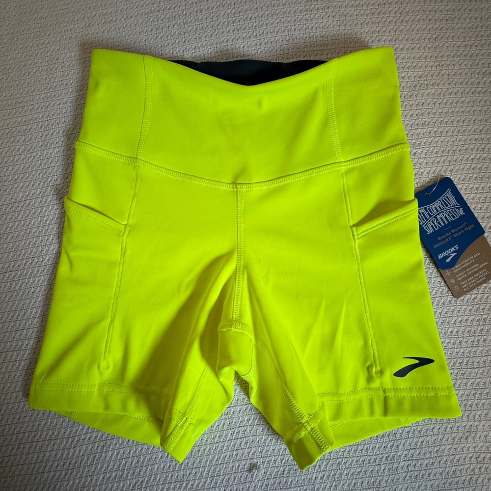 Brooks Method 5" Short Nightlife Neon Yellow Running Shorts XS 221523305.020